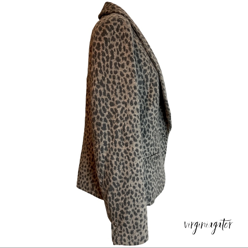 Ann Taylor Loft Gray Leopard Print Wool Blend Lined Fitted Button Blazer Jacket - Picture 5 of 10